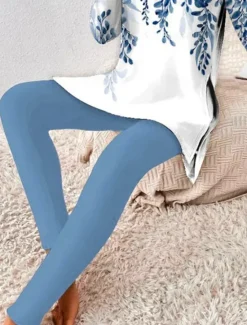 Women's Fashion T Shirt Pants Sets Pants Trousers Long Sleeve Round Neck Graphic Print Casual Daily Navy Blue Blue Brown Spring & Fall Regular Fit Women Two Piece Sets