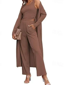 Women's Fashion Two Piece Sets Long Sleeve Round Neck Drawstring Ruched Casual Daily claret Pink Navy Blue Spring Regular Fit Women Two Piece Sets