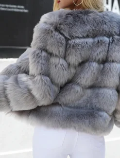 Online Women's Faux Fur Coat Active Elegant Comfortable Street Style Faux Fur Trim Outdoor Daily Wear Vacation Going out Faux Fur Short Coat Winter Fall Purple Pink Fuchsia Open Front Collarless Regular Fit Women Furs & Leathers