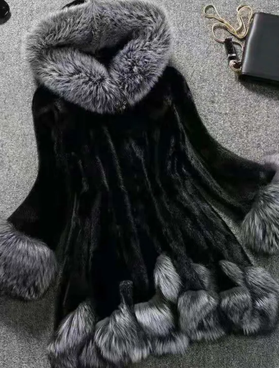 Outlet Women's Faux Fur Coat Sherpa Jacket Long Coat White Black Active Wedding Fall Hoodie Regular Fit S M L XL XXL 3XL / Long Sleeve / Daily / Warm / Color Block Women Furs & Leathers