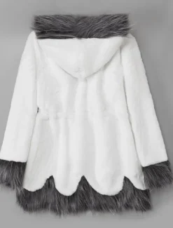 Outlet Women's Faux Fur Coat Sherpa Jacket Long Coat White Black Active Wedding Fall Hoodie Regular Fit S M L XL XXL 3XL / Long Sleeve / Daily / Warm / Color Block Women Furs & Leathers