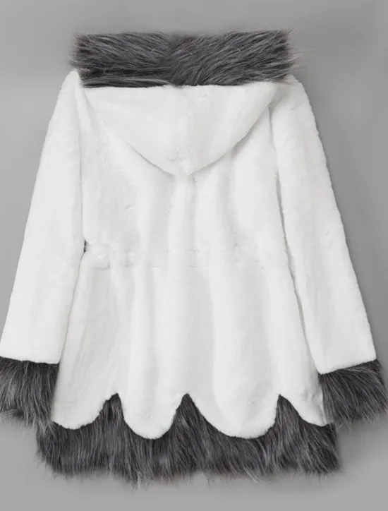 Outlet Women's Faux Fur Coat Sherpa Jacket Long Coat White Black Active Wedding Fall Hoodie Regular Fit S M L XL XXL 3XL / Long Sleeve / Daily / Warm / Color Block Women Furs & Leathers
