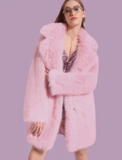 New Women's Faux Fur Coat Warm Comfortable Pocket Knitting Elegant Fashion Minimalism Sweet Solid Color Casual Daily Daily Wear Casual Daily Single Breasted Long Lapel Slim Long Sleeve Outerwear Women Furs & Leathers