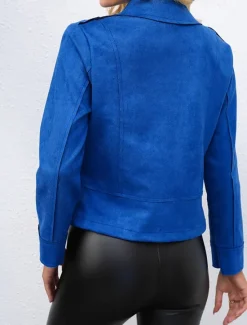 Clearance Women's Faux Leather Jacket Suede Jacket Zip up Jacket Spring Casual Motor Biker Jacket Winter Heated Jacket Women Jackets