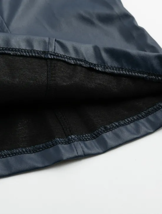 Outlet Women's Faux Leather Jacket Street Shopping Spring Fall Regular Coat Slim Windproof Chic & Modern Jacket Long Sleeve Solid Color Faux Fur Trim Denim Blue Black Blue Women Jackets