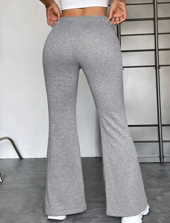 Online Women's Flare Leggings Fashion Streetwear Full Length High Waist Solid Color Pocket Elastic Drawstring Design High Cut Comfort Breathability Soft Micro-elastic Vacation Sports & Outdoor Street Black Women Pants