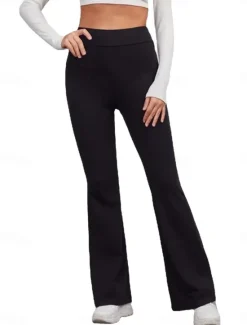 Best Women's Flare Leggings Fashion Streetwear Simple Full Length High Waist Solid Color High Cut Comfort Breathable Comfortable Micro-elastic Outdoor Vacation Yoga off white Black Yellow Red Fall Winter Women Pants