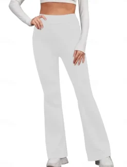 Best Women's Flare Leggings Fashion Streetwear Simple Full Length High Waist Solid Color High Cut Comfort Breathable Comfortable Micro-elastic Outdoor Vacation Yoga off white Black Yellow Red Fall Winter Women Pants