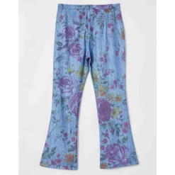Best Women's Flared Pants Bell Bottom Pants Trousers Fashion Full Length Mid Waist Skull Flower / Floral Side Pockets Wide Leg Print Comfort Micro-elastic Halloween Weekend Navy-blue Rainbow Sky Blue And Women Leggings