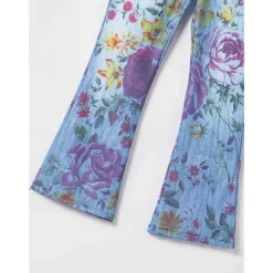 Best Women's Flared Pants Bell Bottom Pants Trousers Fashion Full Length Mid Waist Skull Flower / Floral Side Pockets Wide Leg Print Comfort Micro-elastic Halloween Weekend Navy-blue Rainbow Sky Blue And Women Leggings