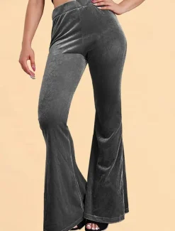 Clearance Women's Flared Pants Chinos Fashion Streetwear Casual Full Length High Waist Plain Comfy Soft Comfortable Stretchy Outdoor Street Black Red Coffee Gray Spring Winter Slim Fit Women Leggings