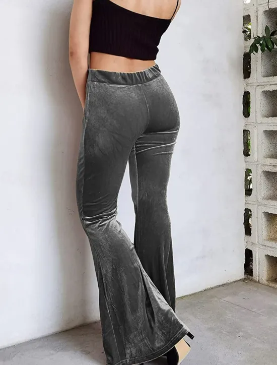 Clearance Women's Flared Pants Chinos Fashion Streetwear Casual Full Length High Waist Plain Comfy Soft Comfortable Stretchy Outdoor Street Black Red Coffee Gray Spring Winter Slim Fit Women Leggings