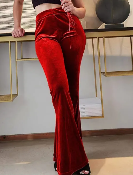 Clearance Women's Flared Pants Chinos Fashion Streetwear Casual Full Length High Waist Plain Comfy Soft Comfortable Stretchy Outdoor Street Black Red Coffee Gray Spring Winter Slim Fit Women Leggings