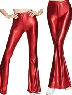 New Women's Flared Pants Leather Pants Leggings Fashion Streetwear Casual Full Length High Waist Solid Color Comfy Soft Comfortable Stretchy Outdoor Party Street Red Purple Gold Green Summer Spring Skinny Women Leggings