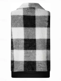 Discount Women's Fleece Jacket Fleece Vest Teddy Coat Warm Breathable Zipper Pocket Fleece Lined Casual Plaid Vacation Street Daily Wear Going out Zipper Regular Stand Collar Regular Fit Sleeveless Outerwear Women Vest