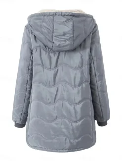 Outlet Women's Fleece Jacket Teddy Coat Hoodie Jacket Warm Breathable Zipper Pocket Fleece Lined Casual Plain Vacation Street Daily Wear Going out Zipper Regular Hoodie Regular Fit Long Sleeve Outerwear Women Puffers & Parka|Jackets