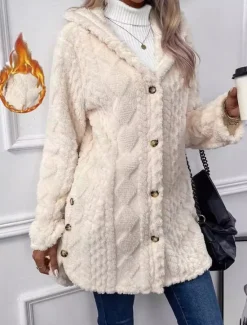 Outlet Women's Fleece Jacket Teddy Coat Hoodie Jacket Warm Breathable Zipper Pocket Fleece Lined Casual Plain Vacation Street Daily Wear Going out Single Breasted Regular Hoodie Regular Fit Long Sleeve Women Jackets