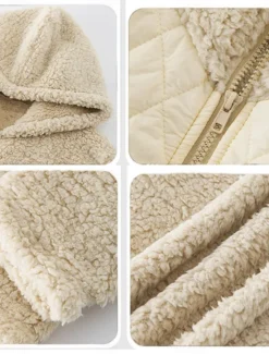 Online Women's Fleece Jacket Teddy Coat Hoodie Jacket Warm Breathable Zipper Pocket Fleece Lined Casual Plain Vacation Street Daily Wear Going out Zipper Regular Hoodie Regular Fit Long Sleeve Outerwear Women Jackets|Coats & Trench Coats