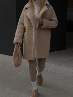 Online Women's Fleece Jacket Teddy Coat Warm Breathable Pocket Fleece Lined Casual Plain Vacation Street Daily Wear Going out Single Breasted Regular Turndown Regular Fit Long Sleeve Outerwear White Khaki Women Puffers & Parka