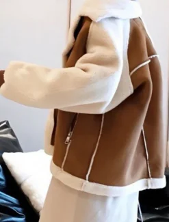 Best Women's Fleece Jacket Teddy Coat Warm Breathable Zipper Pocket Fleece Lined Casual Plain Vacation Street Daily Wear Going out Zipper Regular Turndown Regular Fit Long Sleeve Outerwear Brown Khaki Women Puffers & Parka