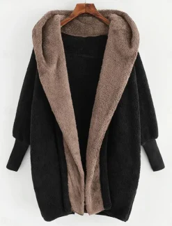 Outlet Women's Fleece Jacket Teddy Coat Hoodie Jacket Warm Breathable Fleece Lined Casual Plain Vacation Street Daily Wear Going out Open Front Regular Hoodie Regular Fit Long Sleeve Outerwear White Green Women Jackets
