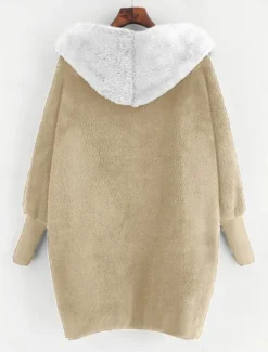 Outlet Women's Fleece Jacket Teddy Coat Hoodie Jacket Warm Breathable Fleece Lined Casual Plain Vacation Street Daily Wear Going out Open Front Regular Hoodie Regular Fit Long Sleeve Outerwear White Green Women Jackets