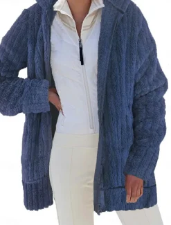 Clearance Women's Fleece Jacket Teddy Coat Hoodie Jacket Warm Breathable Zipper Pocket Fleece Lined Casual Plain Vacation Street Daily Wear Going out Zipper Regular Hoodie Regular Fit Long Sleeve Outerwear Women Jackets