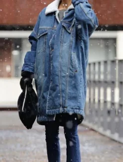 New Women's Fleece Jacket Teddy Coat Denim Jacket Warm Breathable Pocket Fleece Lined Casual Plain Vacation Street Daily Wear Going out Single Breasted Long Turndown Regular Fit Long Sleeve Outerwear Women Jackets|Puffers & Parka