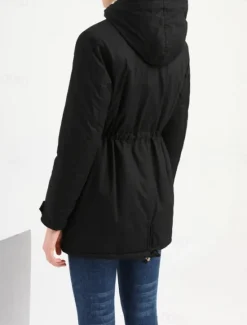 Outlet Women's Fleece Jacket Teddy Coat Hoodie Jacket Warm Breathable Zipper Pocket Fleece Lined Casual Plain Vacation Street Daily Wear Going out Zipper Regular Hoodie Regular Fit Long Sleeve Outerwear Women Puffers & Parka|Jackets