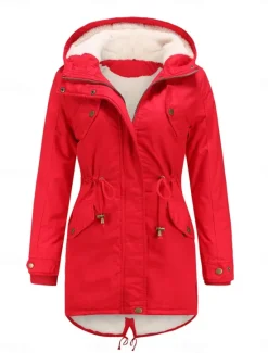Outlet Women's Fleece Jacket Teddy Coat Hoodie Jacket Warm Breathable Zipper Pocket Fleece Lined Casual Plain Vacation Street Daily Wear Going out Zipper Regular Hoodie Regular Fit Long Sleeve Outerwear Women Puffers & Parka|Jackets