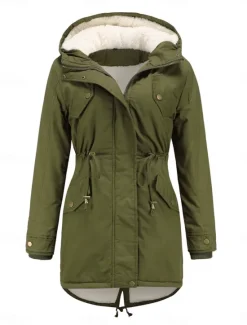 Outlet Women's Fleece Jacket Teddy Coat Hoodie Jacket Warm Breathable Zipper Pocket Fleece Lined Casual Plain Vacation Street Daily Wear Going out Zipper Regular Hoodie Regular Fit Long Sleeve Outerwear Women Puffers & Parka|Jackets