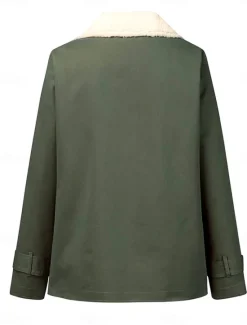 New Women's Fleece Jacket Teddy Coat Warm Breathable Zipper Pocket Fleece Lined Casual Plain Vacation Street Daily Wear Going out Single Breasted Regular Turndown Regular Fit Long Sleeve Outerwear Black Women Puffers & Parka