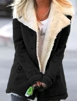 New Women's Fleece Jacket Teddy Coat Warm Breathable Zipper Pocket Fleece Lined Casual Plain Vacation Street Daily Wear Going out Single Breasted Regular Turndown Regular Fit Long Sleeve Outerwear Black Women Puffers & Parka