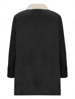 Hot Women's Fleece Jacket Teddy Coat Warm Breathable Buttons Pocket Fleece Lined Casual Plain Vacation Street Daily Wear Going out Single Breasted Regular Turndown Regular Fit Long Sleeve Outerwear Black Women Puffers & Parka