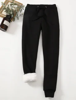 Online Women's Fleece Pants Sweatpants Pants Trousers Active Streetwear Casual Full Length High Waist Plain Pocket Drawstring Elastic Waist Thermal Warm Breathability Soft Micro-elastic Outdoor Street Sport Women Pants