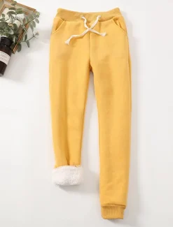Online Women's Fleece Pants Sweatpants Pants Trousers Active Streetwear Casual Full Length High Waist Plain Pocket Drawstring Elastic Waist Thermal Warm Breathability Soft Micro-elastic Outdoor Street Sport Women Pants