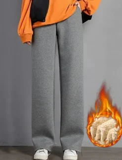 Discount Women's Fleece Pants Sweatpants Pants Trousers Full Length Fashion Streetwear Street Daily Black Grey M L Winter Women Pants