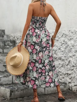 Online Women's Floral Strap Midi Dress Sleeveless Summer Spring Women Spring Dresses|Floral Dresses