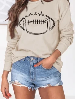 Outlet Women's Graphic Casual Long Sleeve Crew Neck Regular Tops Street Dailywear Print Black Green Khaki Fall Winter Women Hoodies & Sweatshirts
