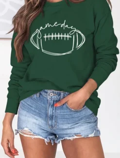 Outlet Women's Graphic Casual Long Sleeve Crew Neck Regular Tops Street Dailywear Print Black Green Khaki Fall Winter Women Hoodies & Sweatshirts