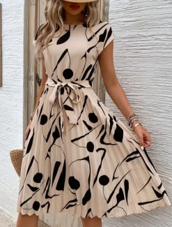 Sale Women's Graphic Crew Neck Maxi Dress Short Sleeve Summer Spring Women Work Dresses
