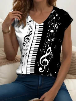 Sale Women's Graphic Geometric Striped Camisole Tank Top Vintage Stylish Casual Sleeveless V Neck Regular Tops Daily Print Black and White White / Black White Summer Women Tank Tops & Camis