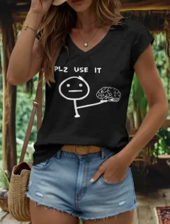 Best Women's Graphic Letter Camisole Tank Top Vintage Stylish Classic Sleeveless Short Sleeve V Neck Regular Tops Daily Vacation Wear Print Black White Yellow Red Blue Summer Spring Women Tank Tops & Camis