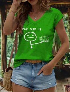 Best Women's Graphic Letter Camisole Tank Top Vintage Stylish Classic Sleeveless Short Sleeve V Neck Regular Tops Daily Vacation Wear Print Black White Yellow Red Blue Summer Spring Women Tank Tops & Camis