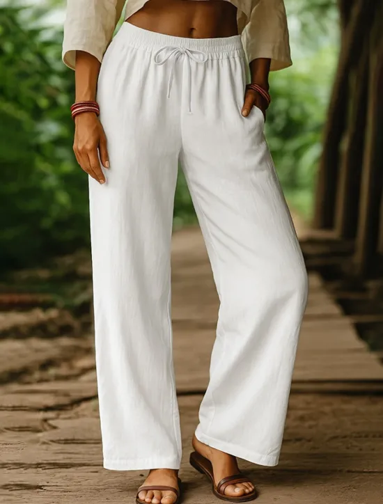 Clearance Women's Harem Pants Vacation Vintage Ethnic Style Full Length High Waist Plain Comfy Breathability Soft Micro-elastic Formal Vacation Street Black White Khaki Beige Summer Spring Loose Fit Women Pants