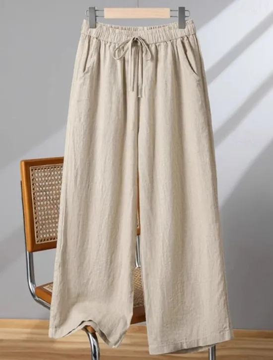Clearance Women's Harem Pants Vacation Vintage Ethnic Style Full Length High Waist Plain Comfy Breathability Soft Micro-elastic Formal Vacation Street Black White Khaki Beige Summer Spring Loose Fit Women Pants