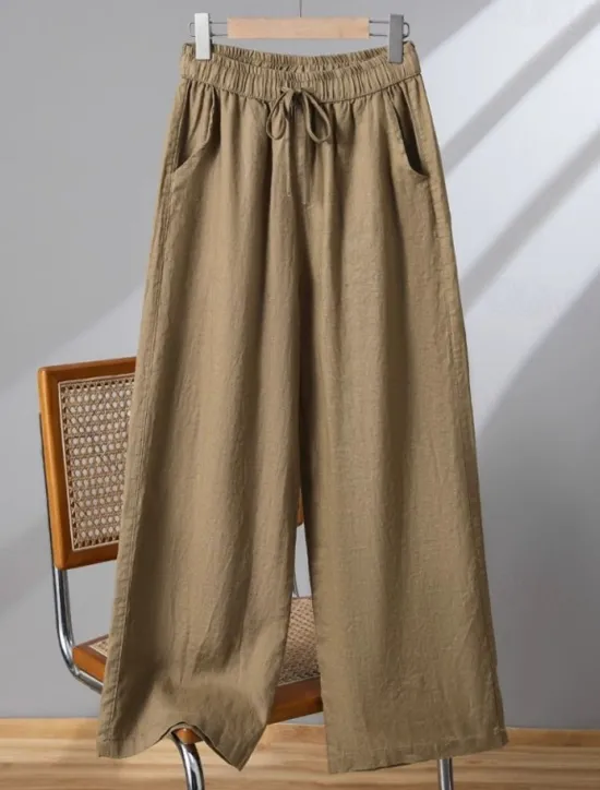 Clearance Women's Harem Pants Vacation Vintage Ethnic Style Full Length High Waist Plain Comfy Breathability Soft Micro-elastic Formal Vacation Street Black White Khaki Beige Summer Spring Loose Fit Women Pants