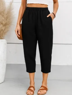 New Women's Harem Pants Vintage Ankle-Length Mid Waist Graphic Abstract Comfy Breathable Quick Dry Stretchy Formal Vacation Street Black White Brown Green Summer Spring Loose Fit Women Pants