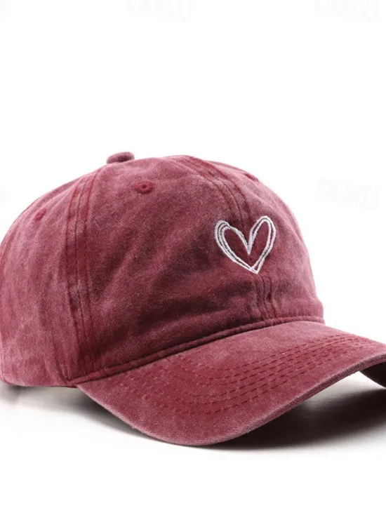 Best Women's Hat Baseball Cap Portable Sun Protection Breathable Street Daily Weekend Embroidery Heart Women Hats