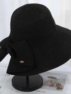 Hot Women's Hat Straw Hat Sun Hat Portable Sun Protection Breathable Street Daily Weekend Bow Pure Color Women Hats